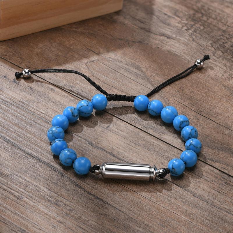 Men's Casual Lava Rock Beads with Concealed Compartment